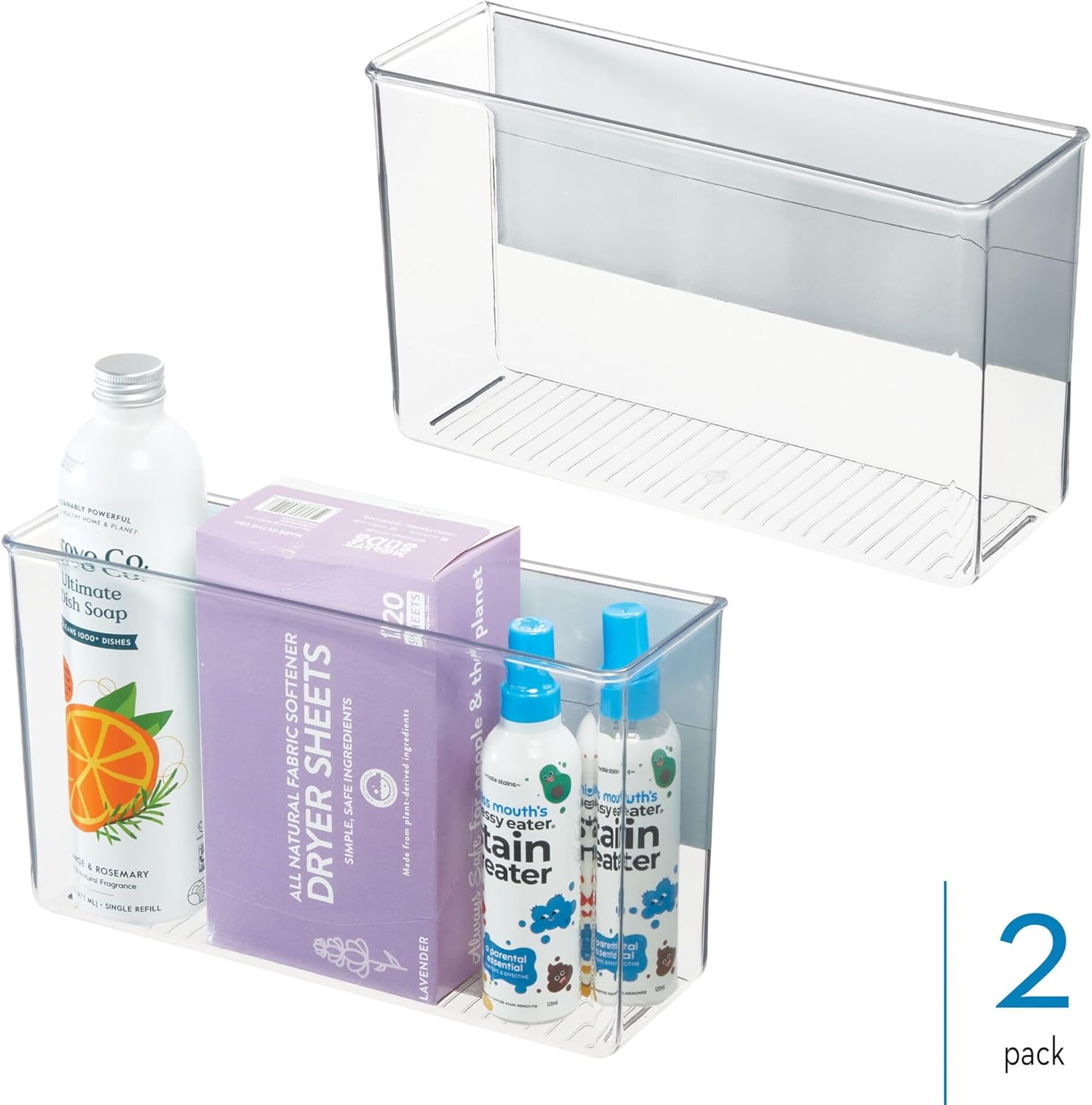 iDesign Magnetic Organizer Bins - Set of 2 - Clear 1