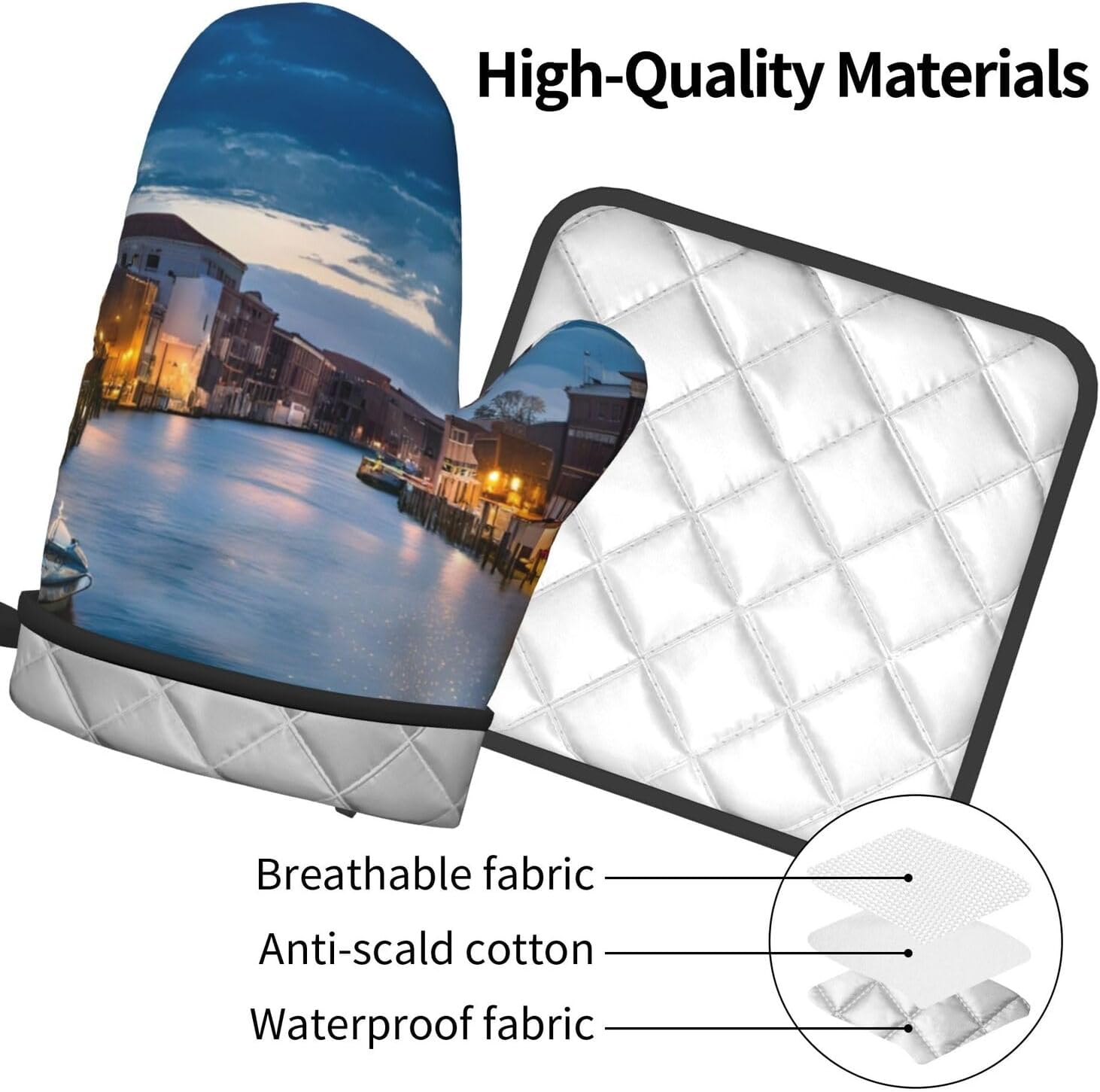 Quopvn Venetian Night Oven Mitts 2pcs Set