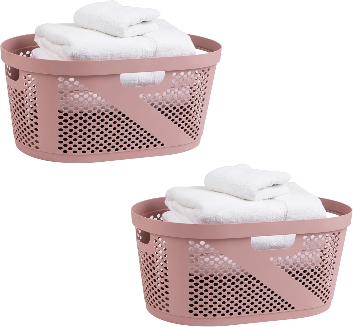 Mind Reader 40L Laundry Basket Set of 2 Pink