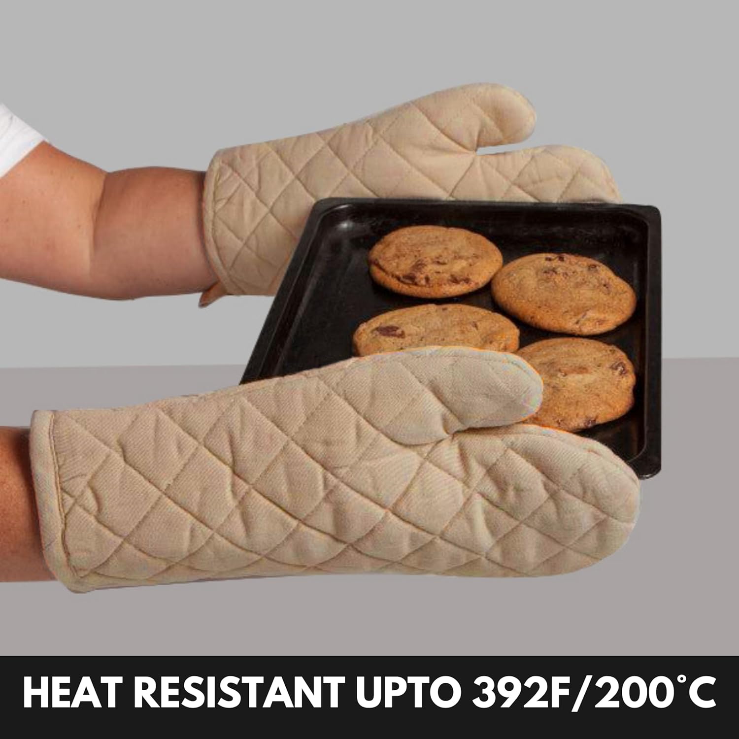 Softopia Cotton Oven Mitts Potholders Set of 4 Beige