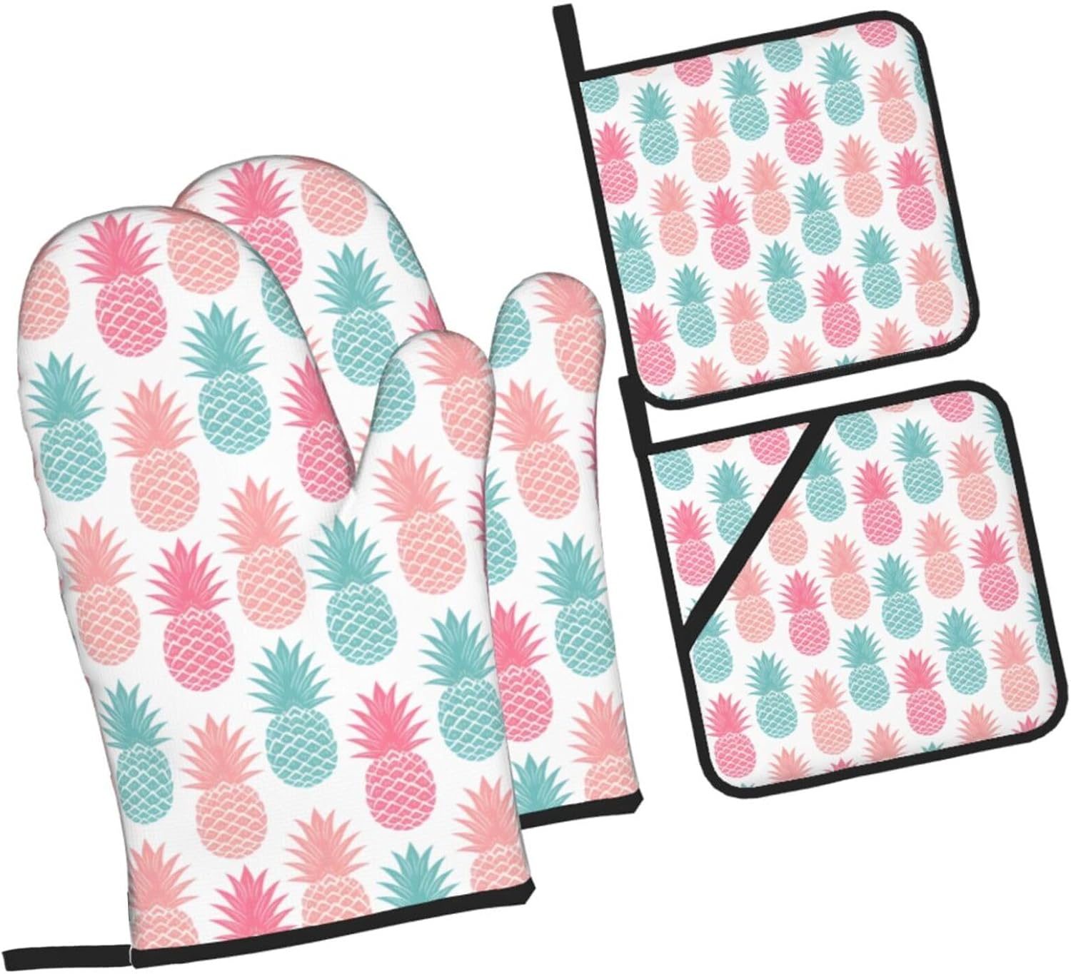 Pineapple Oven Mitts 4 Pcs Set for Kitchen Cooking