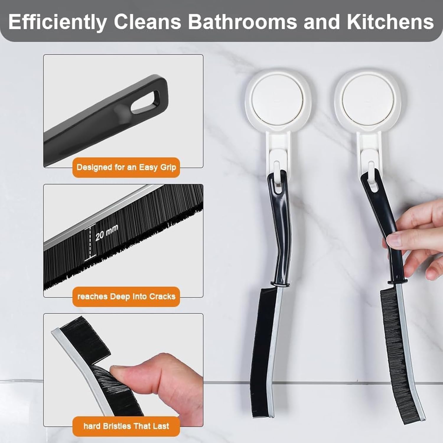 SKYTONE Gap Cleaning Brush Set of 2 - Hard Bristle for Deep Cleaning