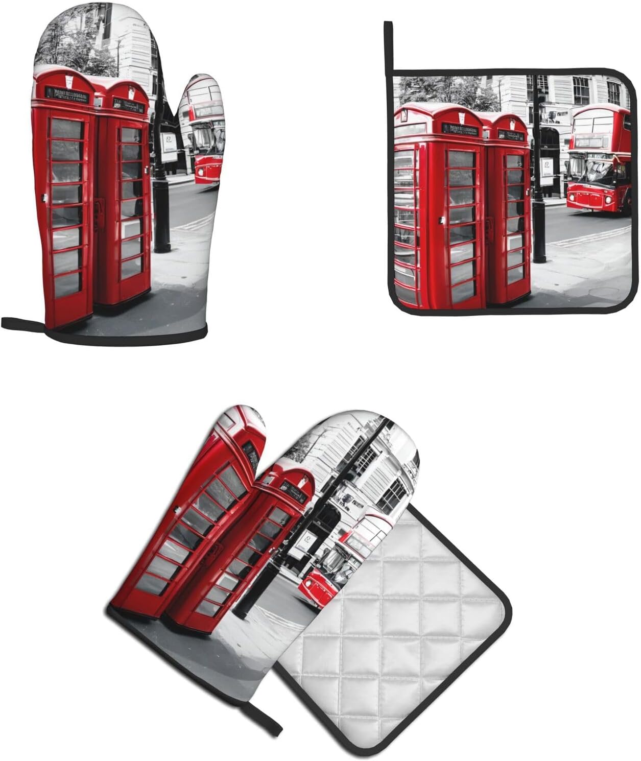 Quopvn Telephone Booth Oven Mitts and Pot Holders 2pcs Set