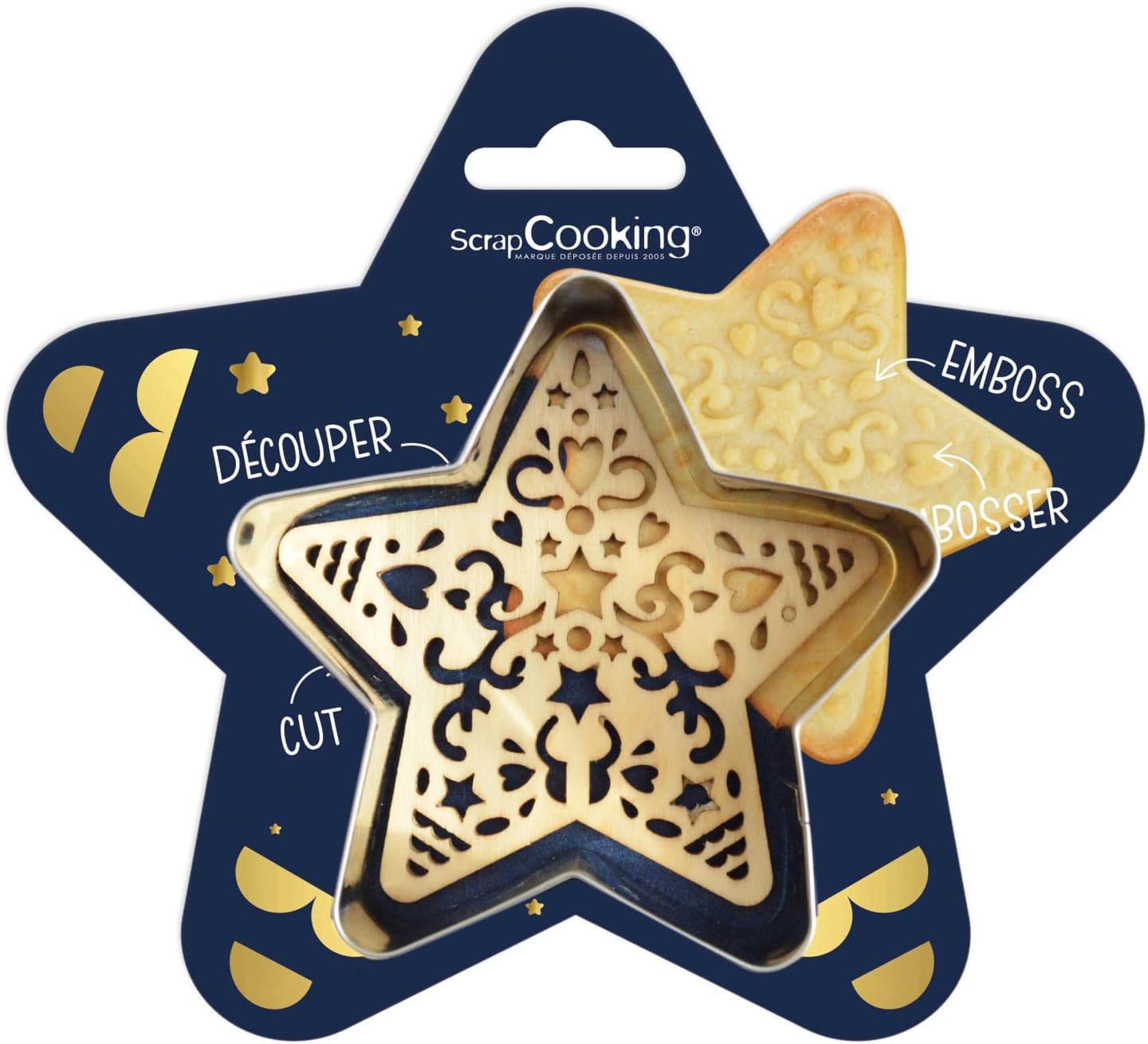 ScrapCooking 2090 Star Wooden Cookie Cutter Kit with Embosser