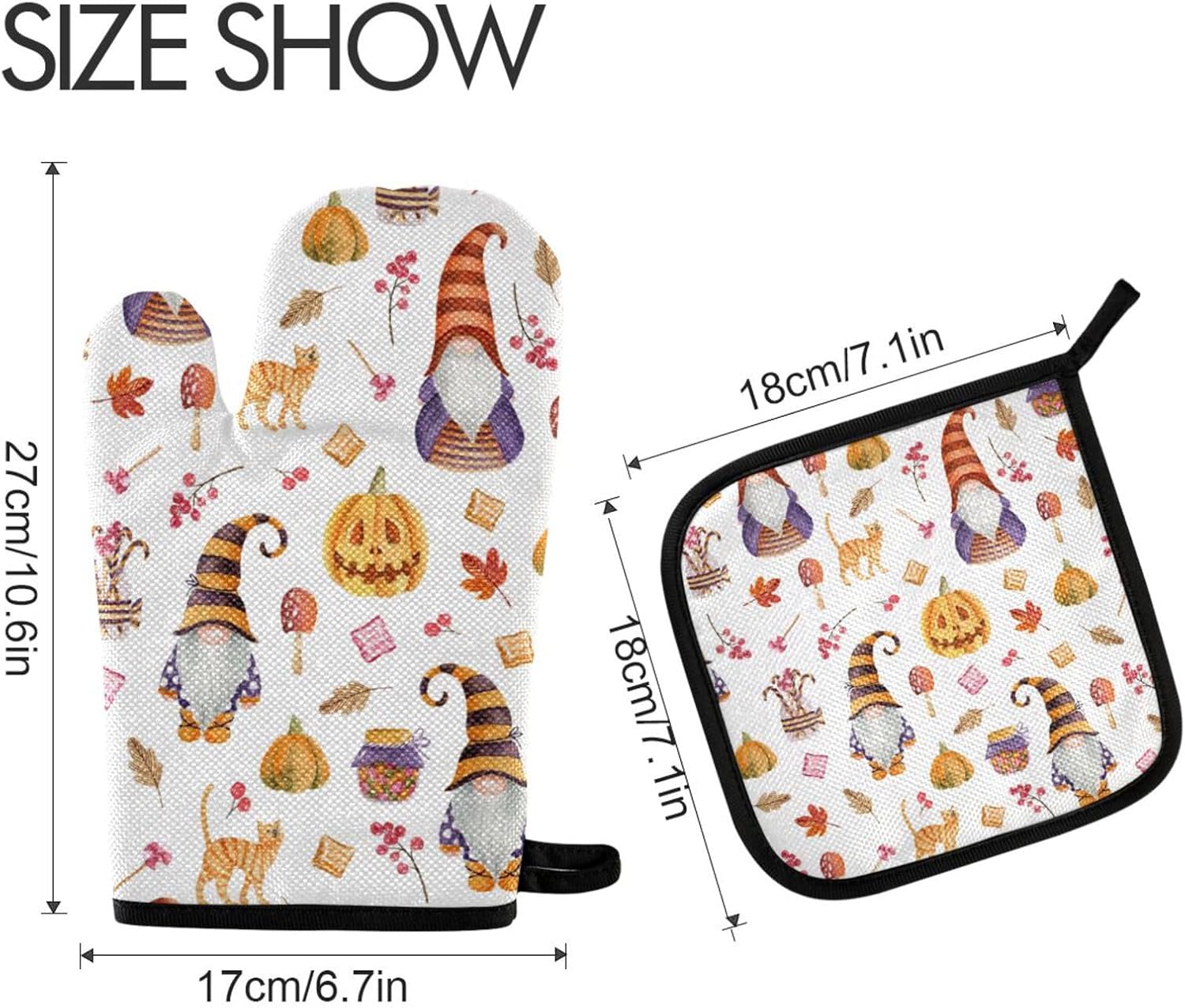 Fygkptb Halloween Gnome Oven Mitts 2 Pc Set