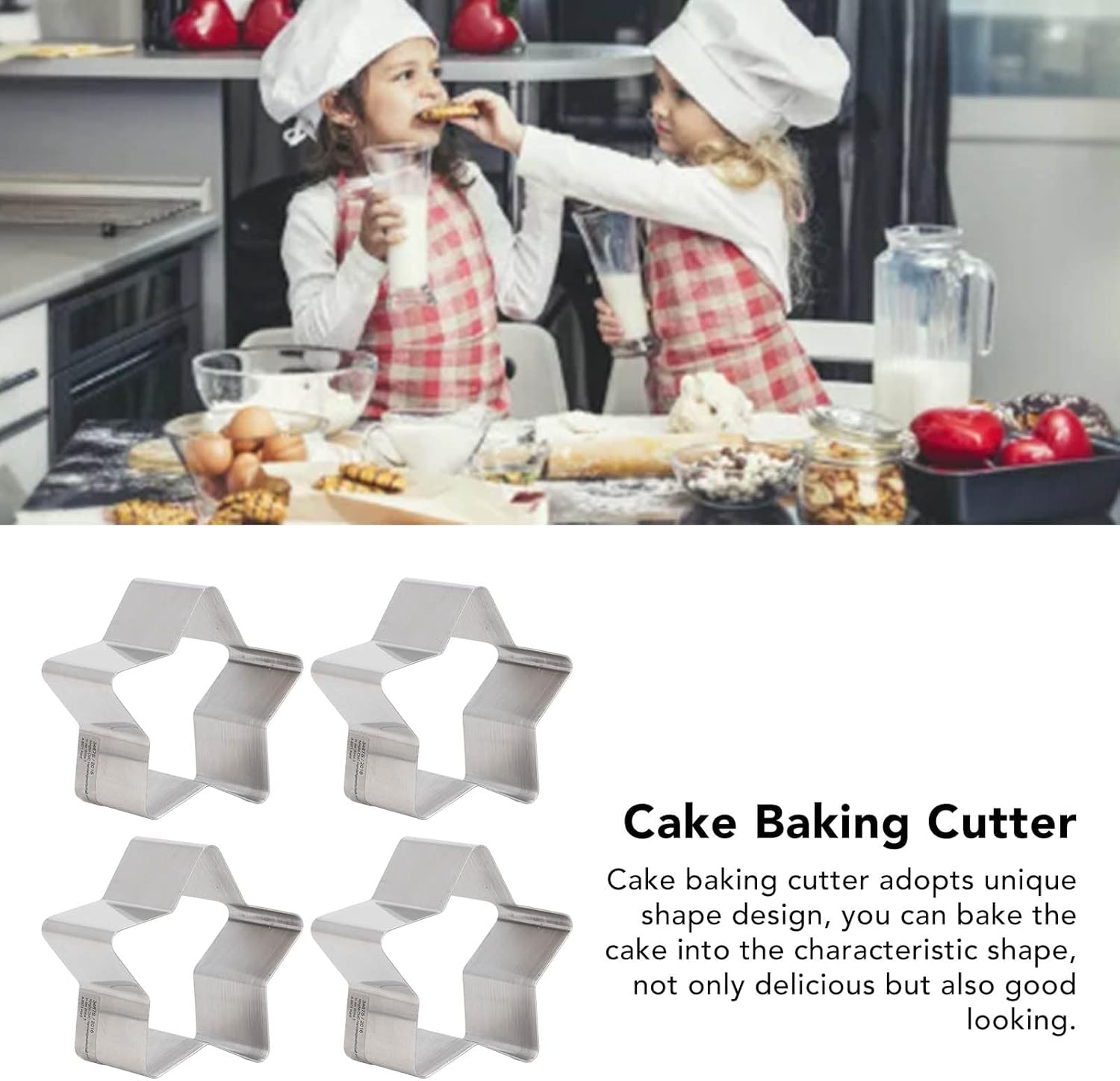 CEEKIES 4Pcs Star Shaped Cake Cutter Set with Lid