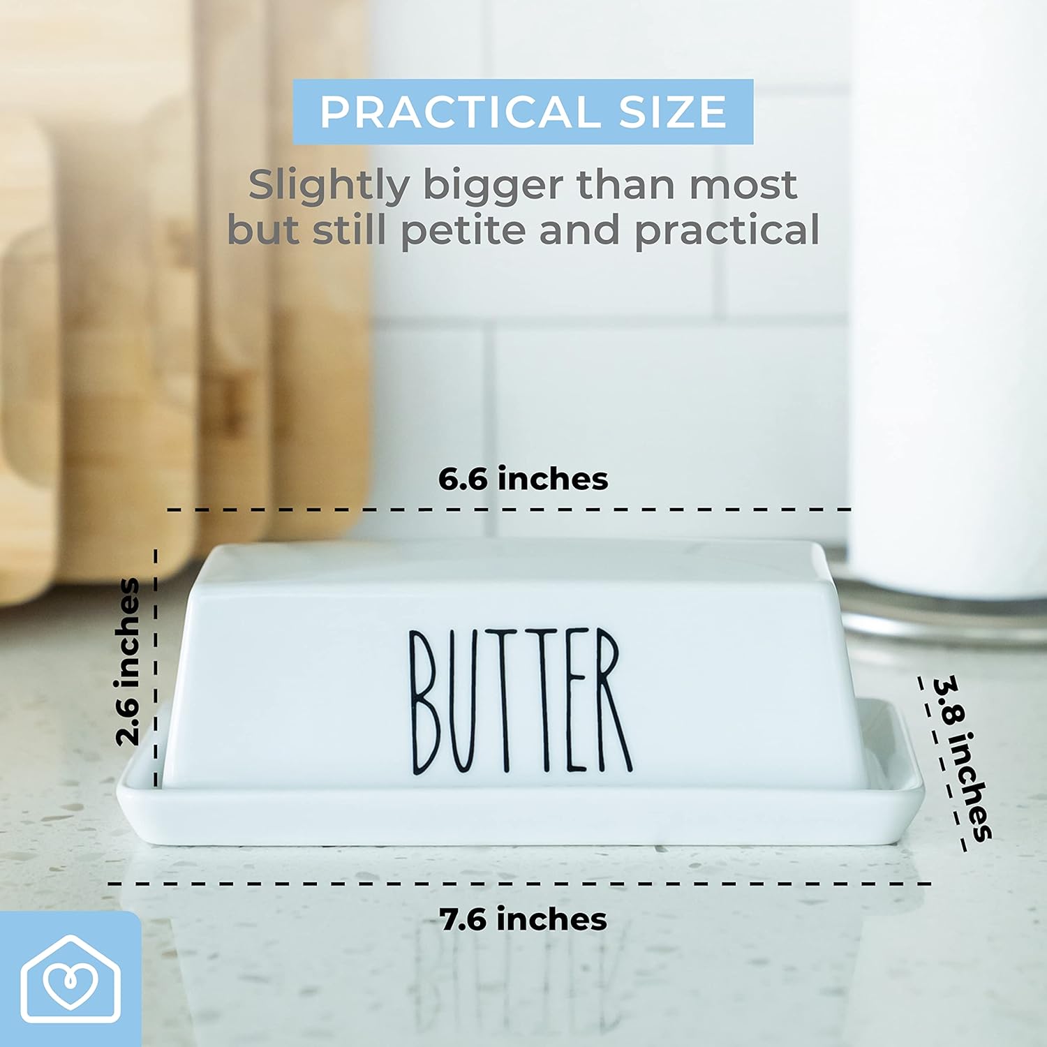 Heartland Home Porcelain Butter Dish with Salt and Pepper Shakers Set 1