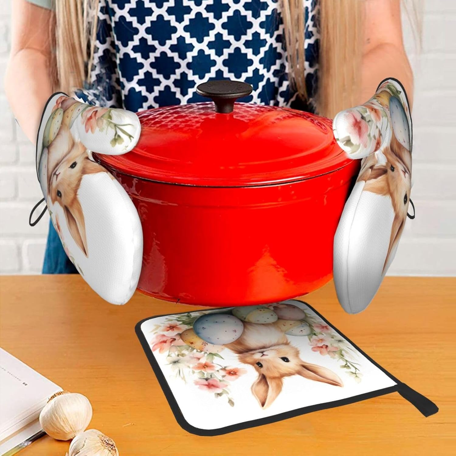 DXTKWL Oven Mitts Set of 3 Heat Resistant Non-Slip Kitchen Gloves