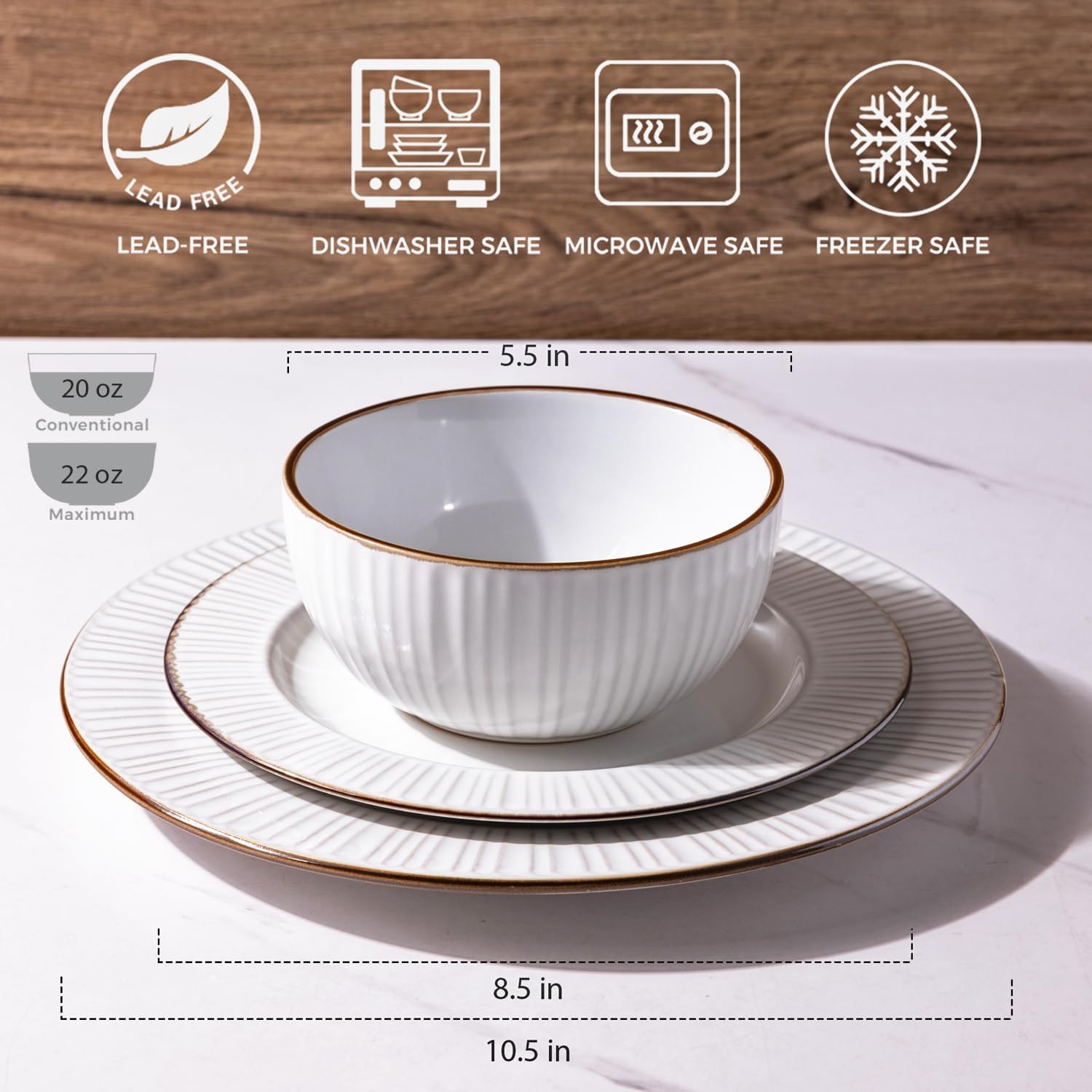GBHOME Ceramic Dinnerware Set 12 Pcs Modern Elegant