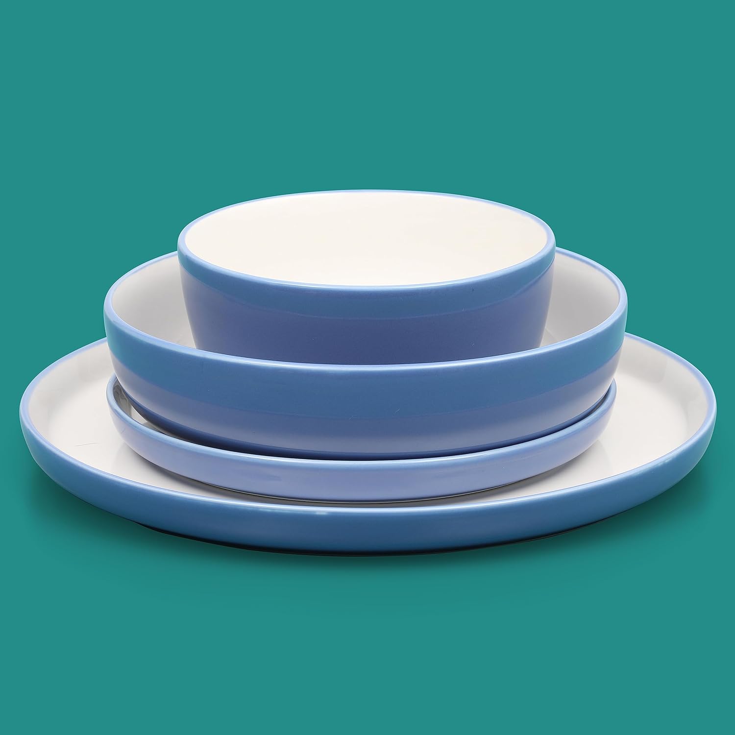 Sur La Table Two-Tone Porcelain Dinnerware Set - BlueWhite 16pcs 1