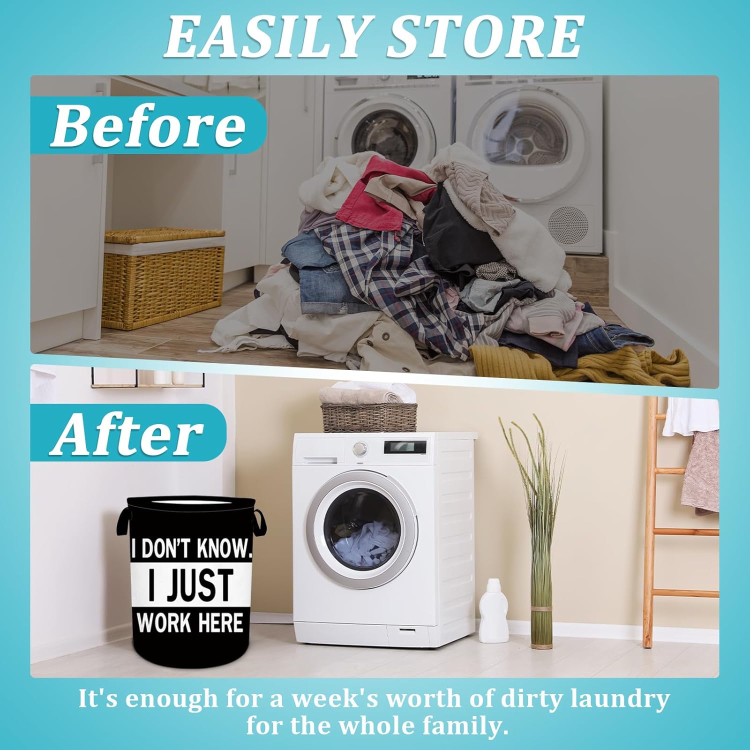 Funny Laundry Basket with Handles 16x20 Inch Foldable Hamper
