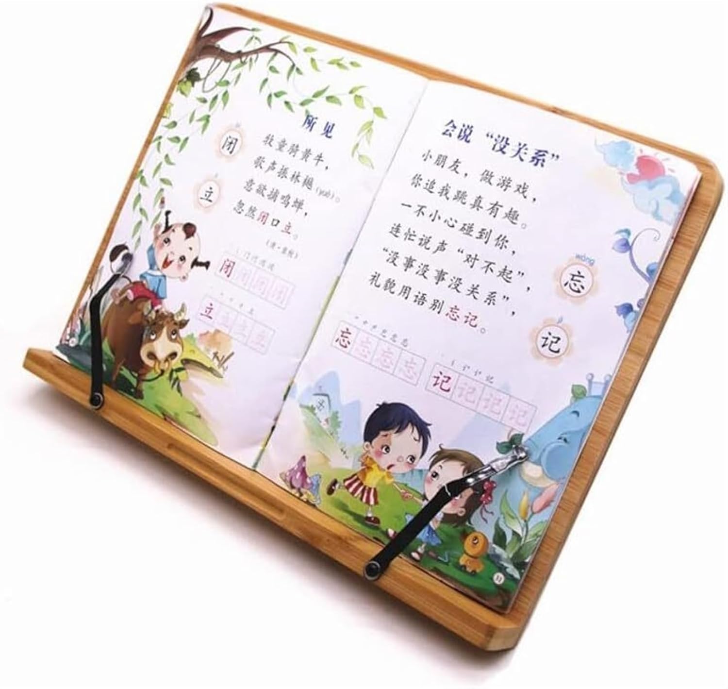 JACCOS Adjustable Bamboo Book Stand with Foldable Design