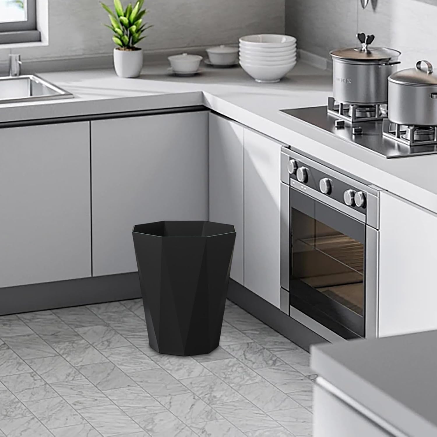 Stylish Black Trash Can for Bathrooms and Kitchens