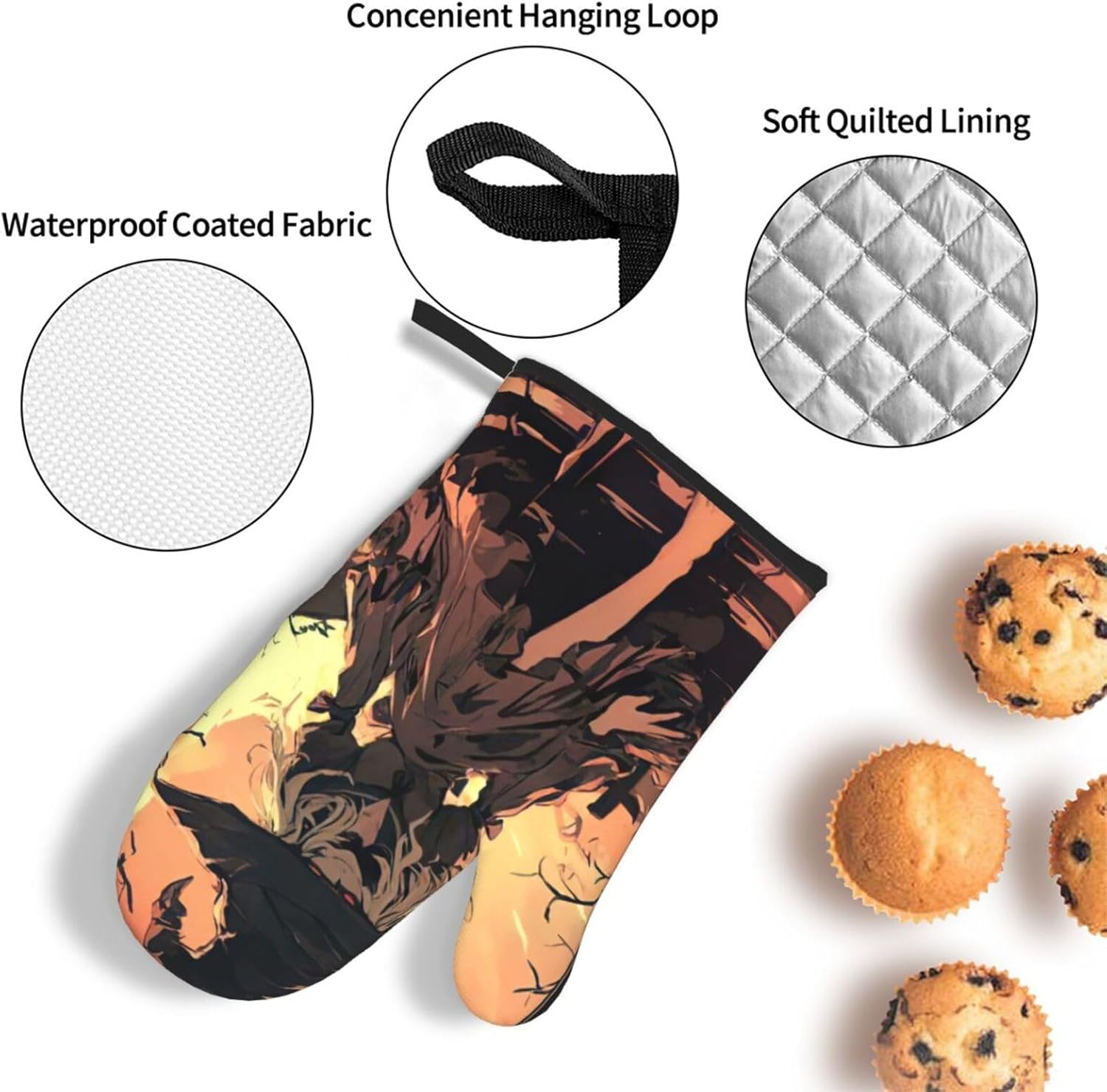 Halloween Horror Print Oven Mitts 3-Piece Set