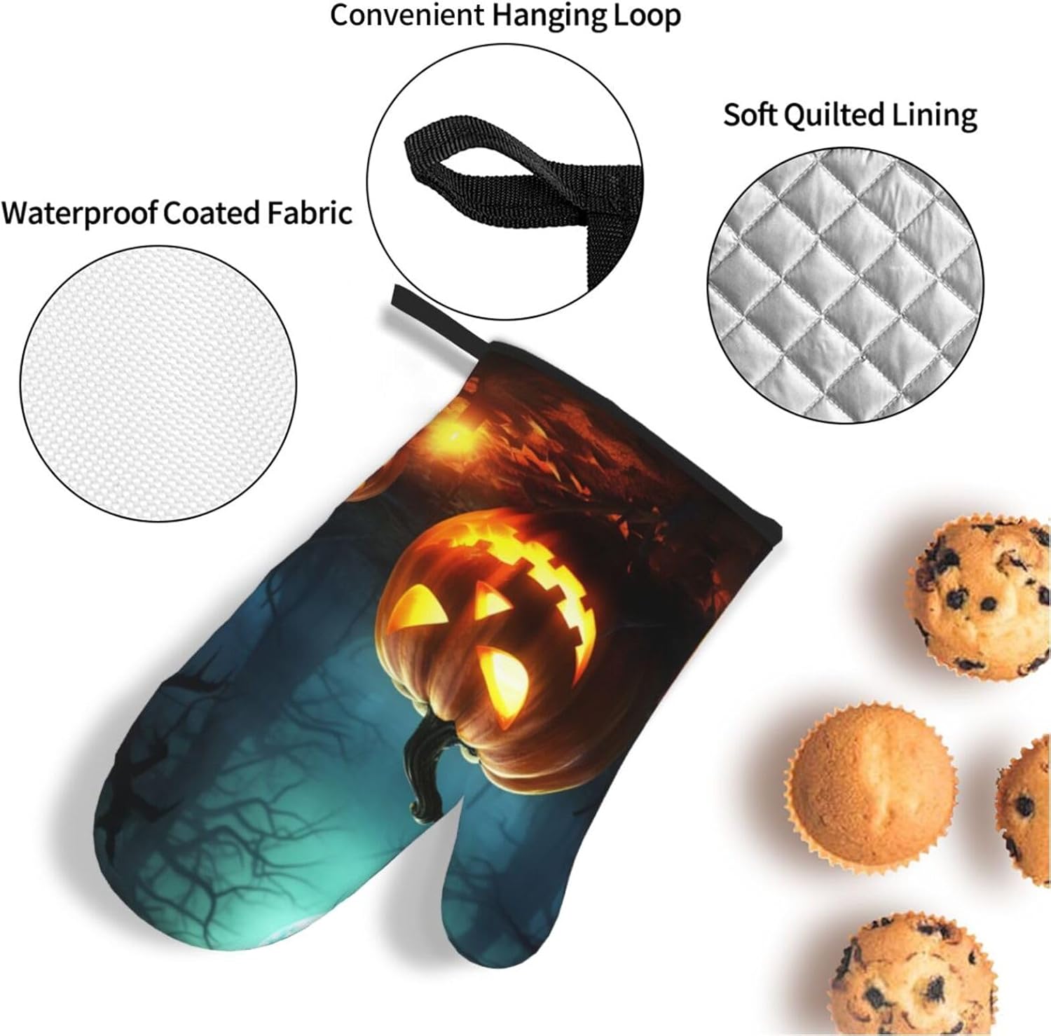 Happy Halloween Pumpkins Oven Mitts 4-Piece Set
