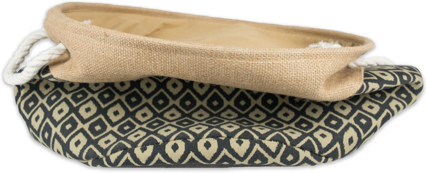 DII Collapsible Black Burlap Ikat Storage Bin