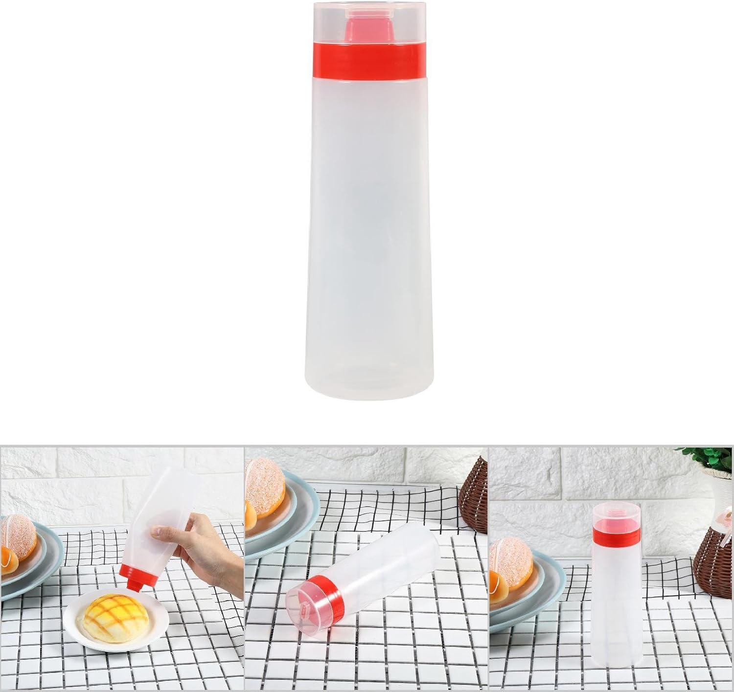 Aramox Squeeze Sauce Bottles with 4-Holes Pack of 2 Red