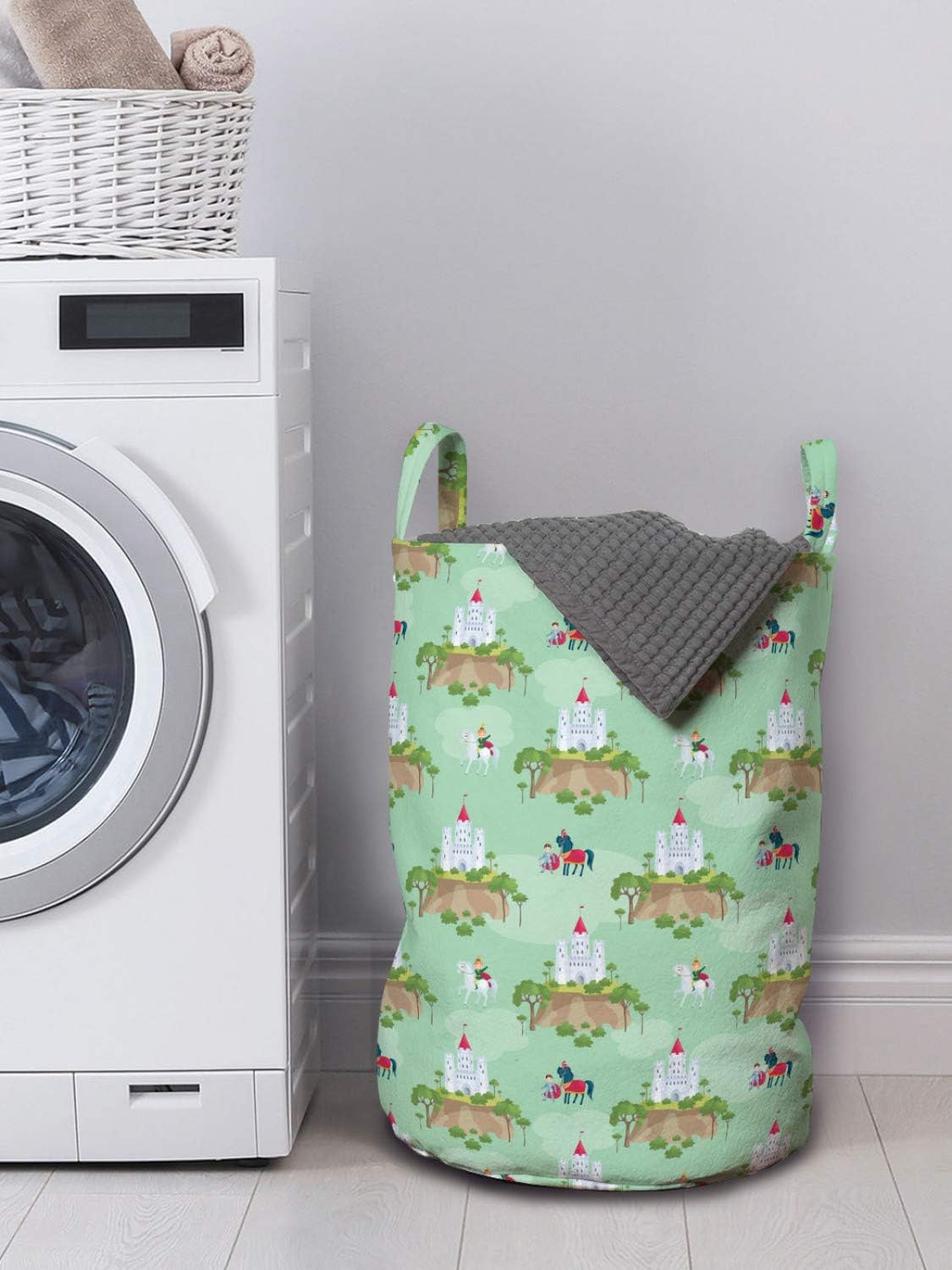 Ambesonne Prince Laundry Bag with Horse and Castle Design