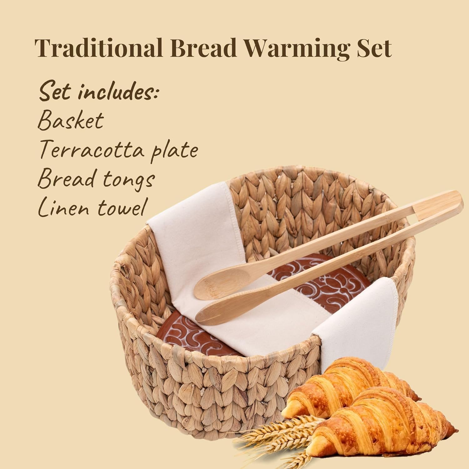 Bread Warmer Basket with Stone - 118x9x472 Inches