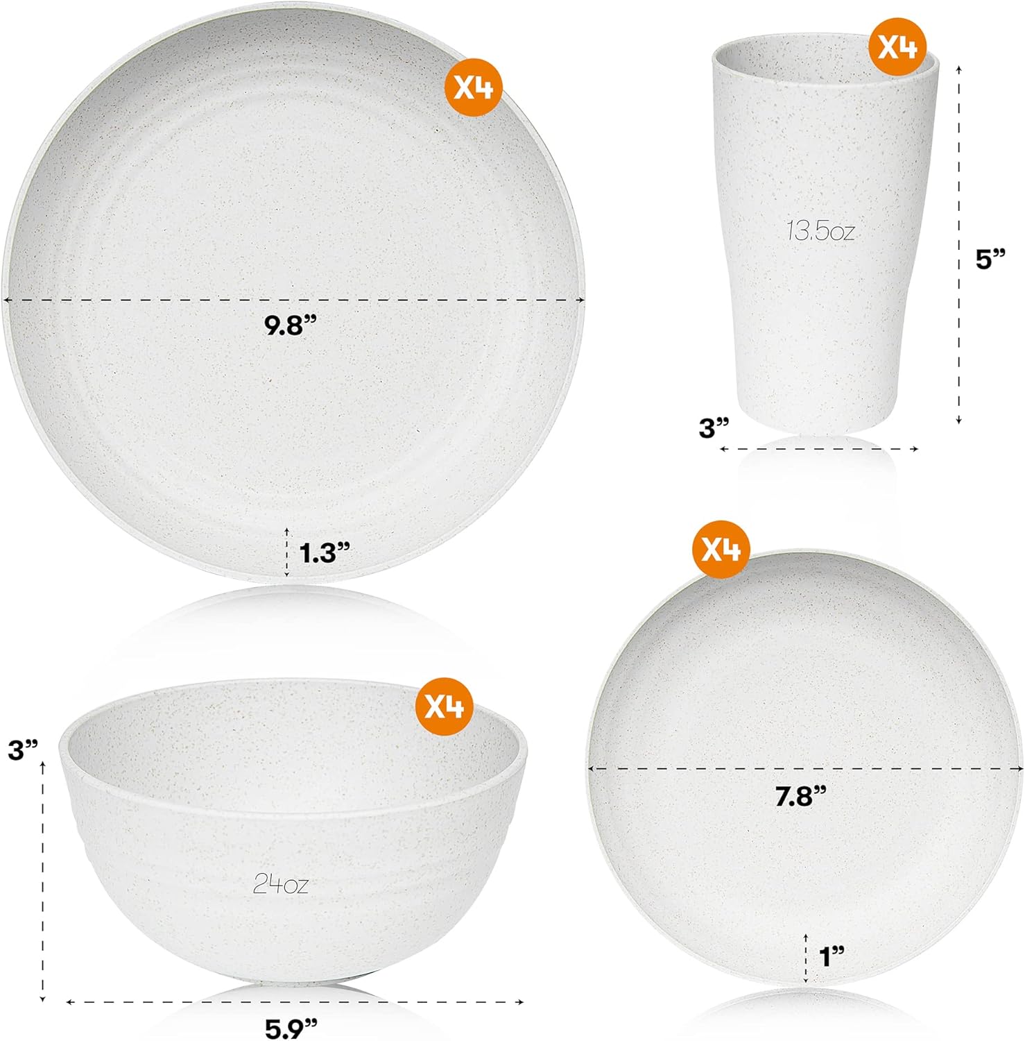 SWEVEN Wheat Straw Dinnerware Set for 4