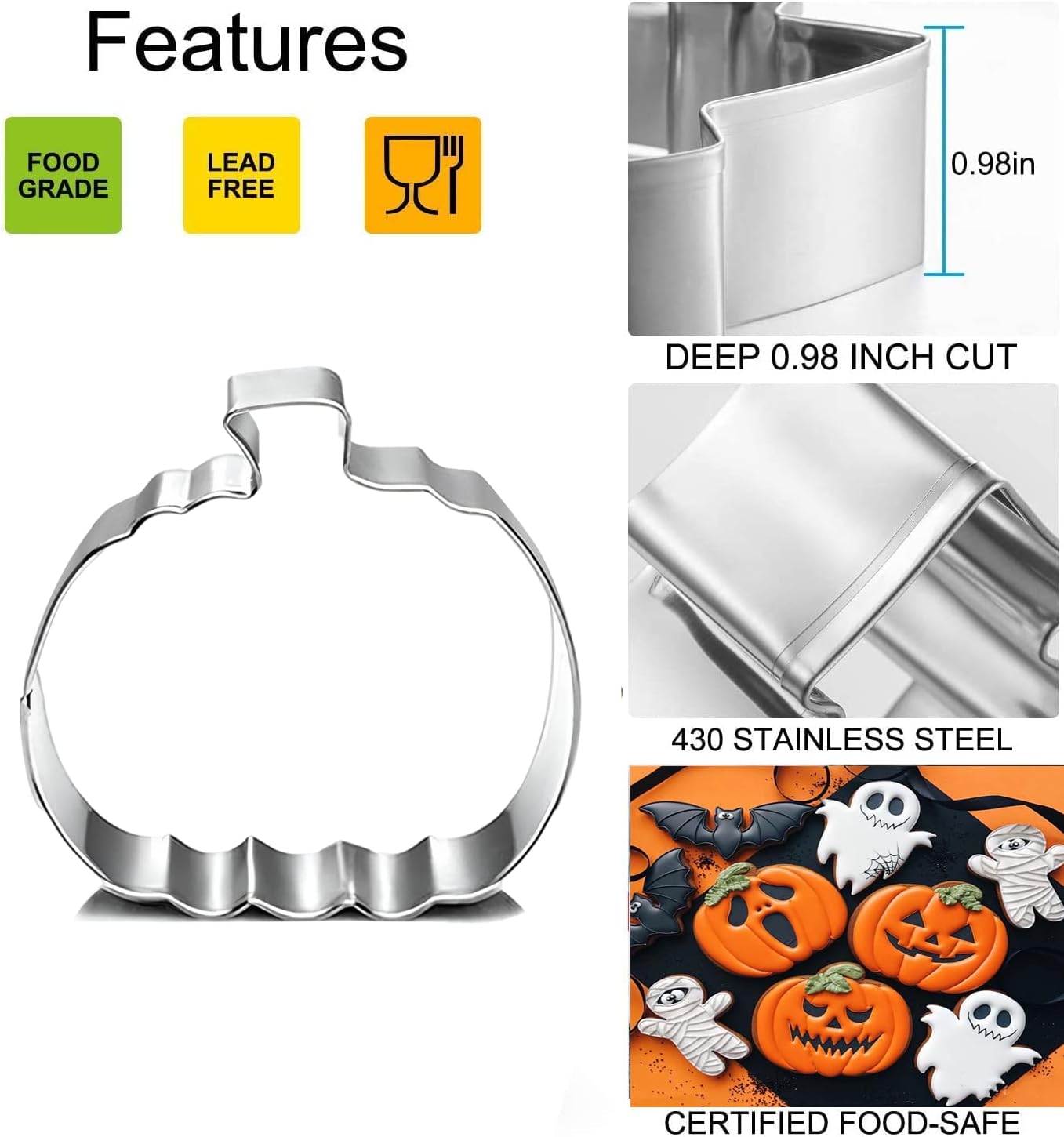 Q-BAKER Pumpkin Cookie Cutters Set - 3 Sizes