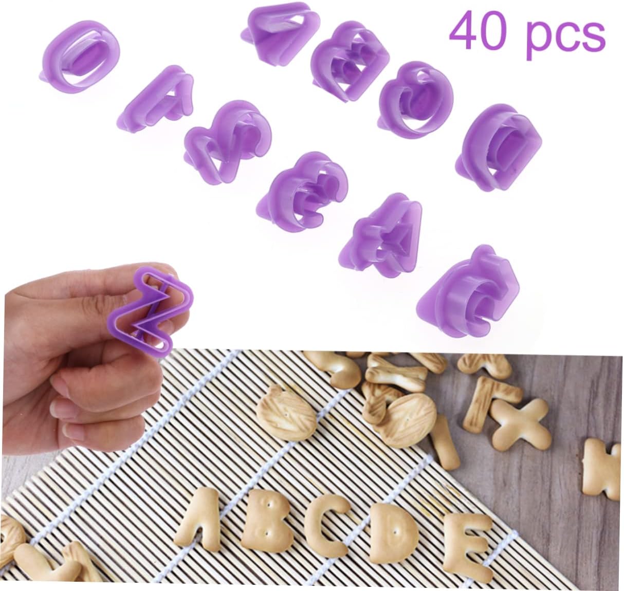BRIGHTFUFU 40Pcs Alphabet Cookie Cutters Set for Baking and DIY Crafts 1