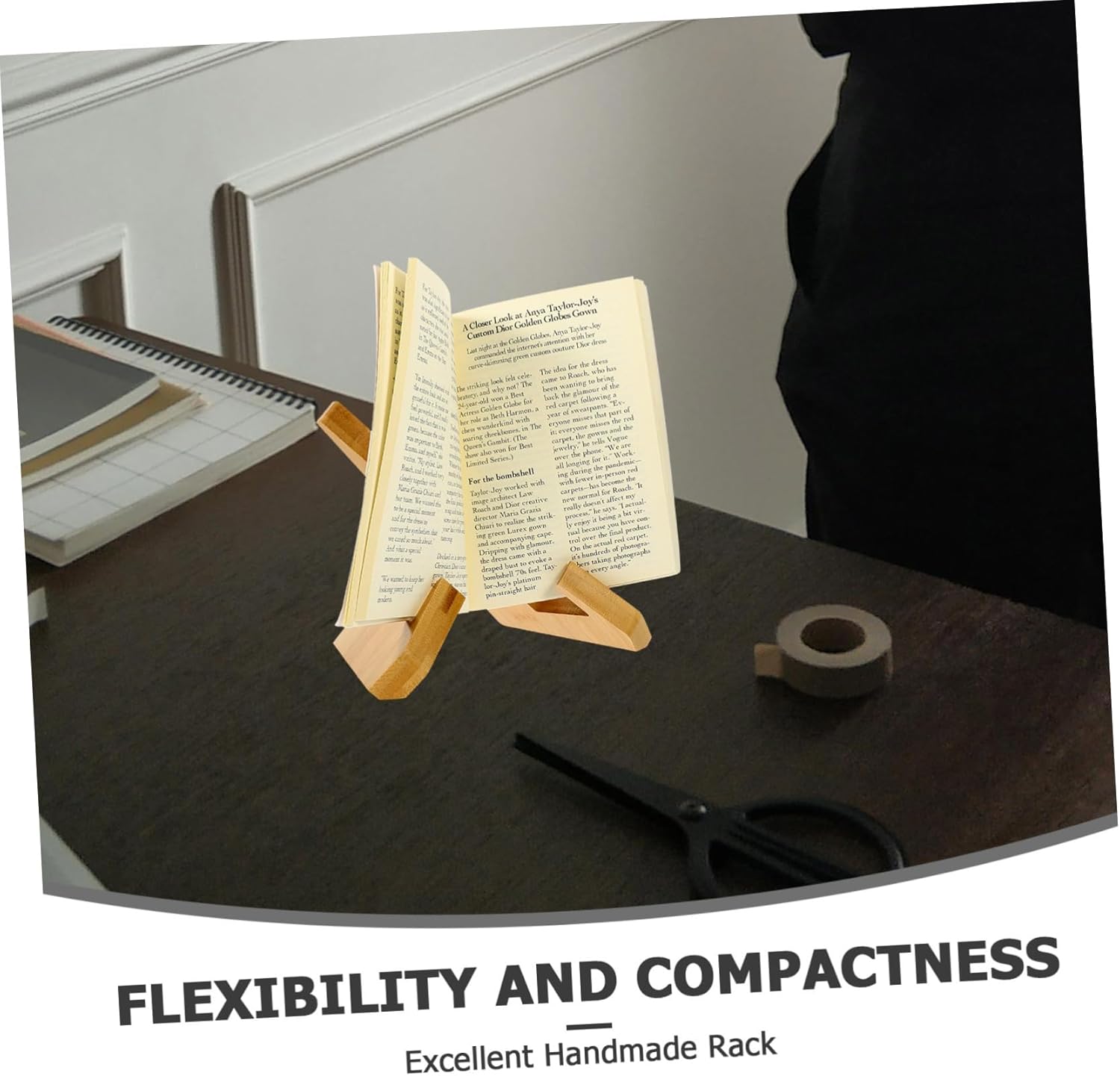 Portable Mini Wooden Recipe Bookstand for Kitchen and Home Use