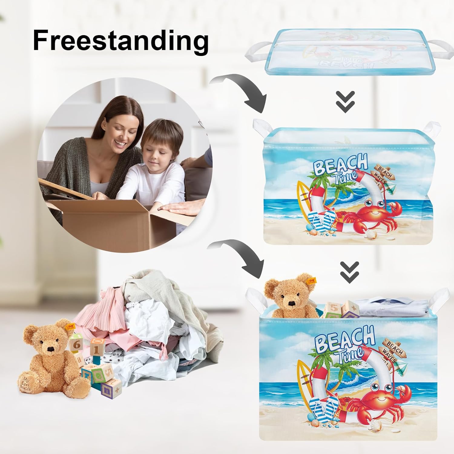 Clastyle Beach Animal Laundry Hamper for Kids