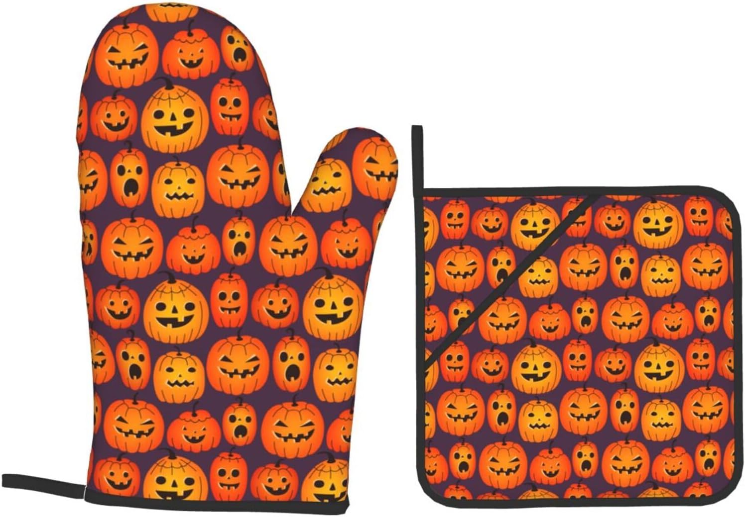 Lukbfall Halloween Funny Pumpkins Oven Mitts 4 Pcs Set