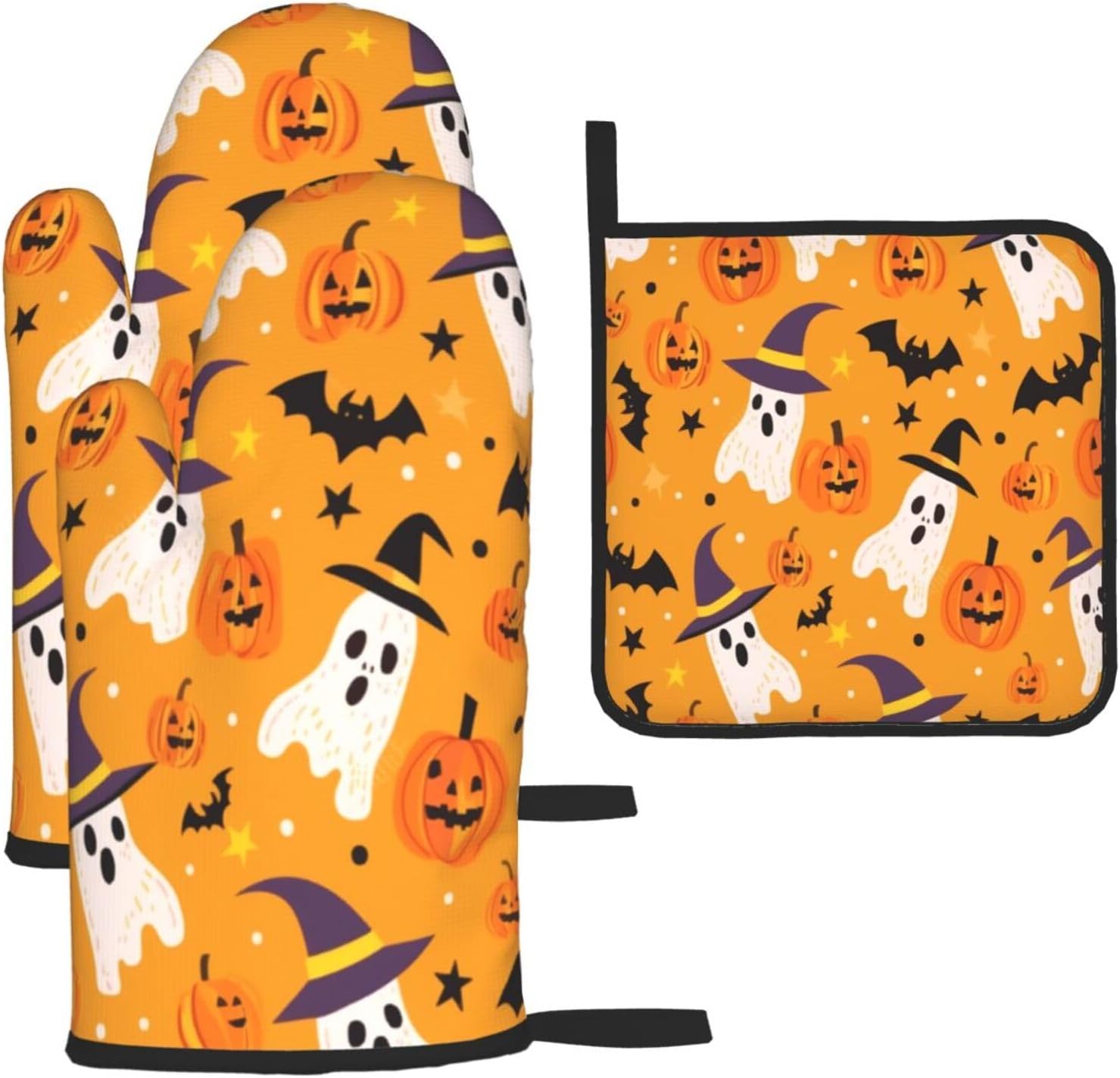 Heat Resistant Oven Mitts Set of 3 with Hat Design