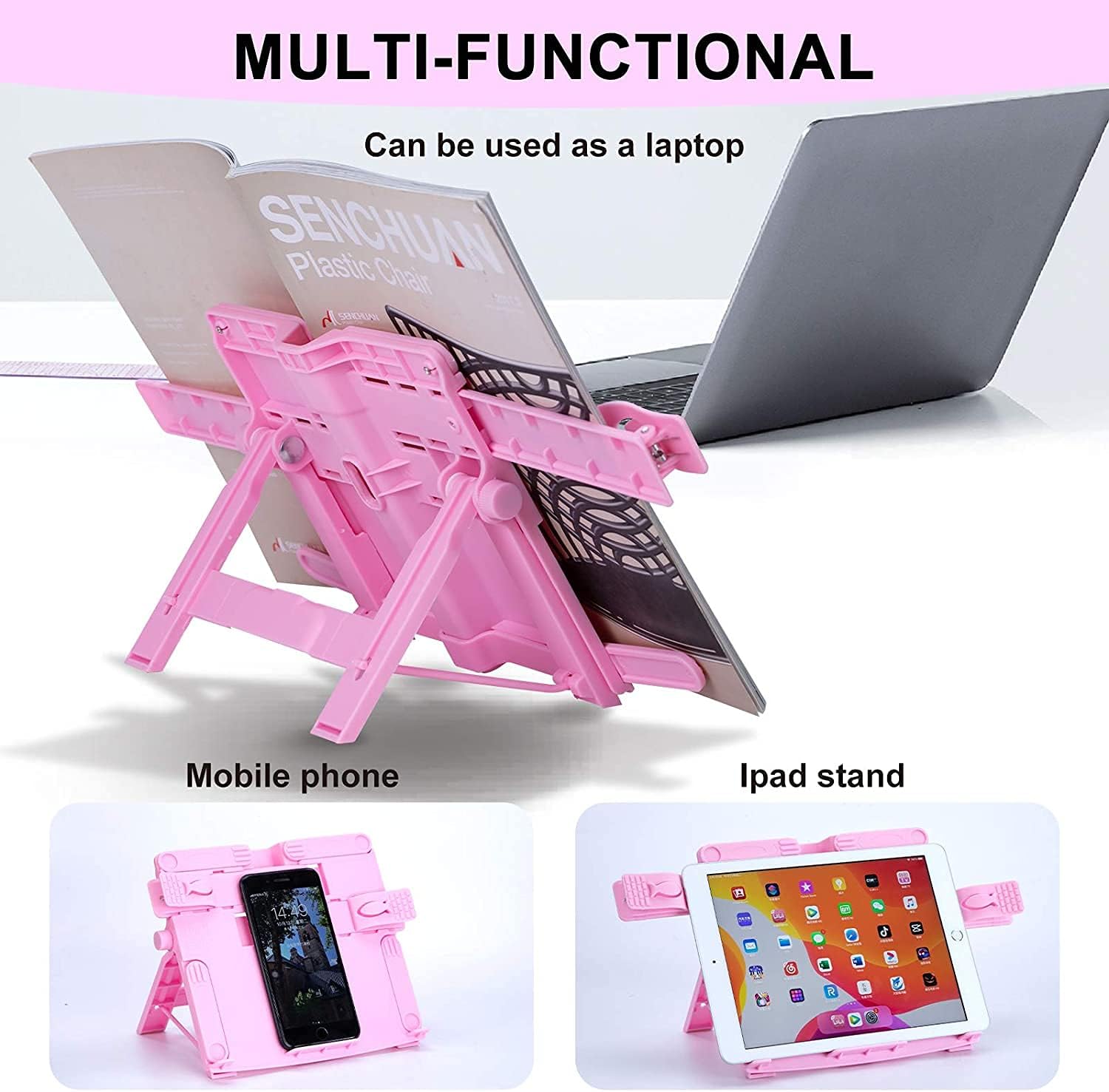 Adjustable Cookbook Stand for Reading and Cooking