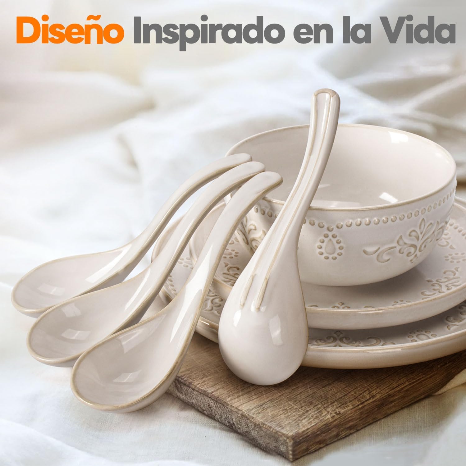 Artena 16-Piece Embossed White Dinnerware Set 1