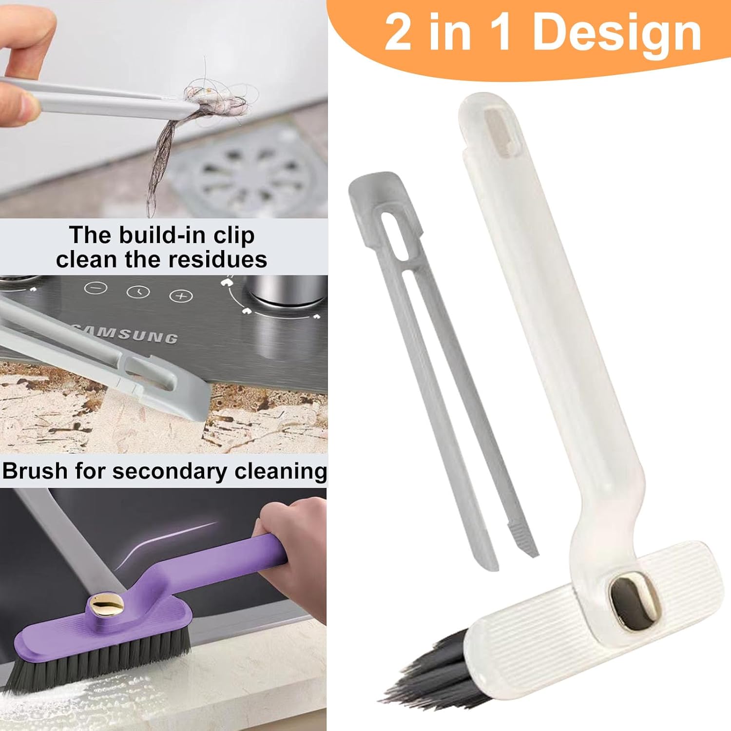 2 PCS Rotating Crevice Brush and 2PCS Hard Bristle Brush Set