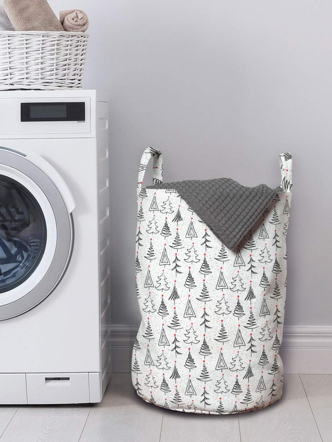 Ambesonne Tree Laundry Bag 13x19 Black Grey Red