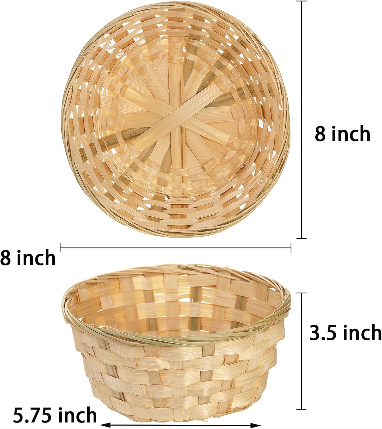 TOPZEA 10 Pack Round Bamboo Wicker Food Baskets