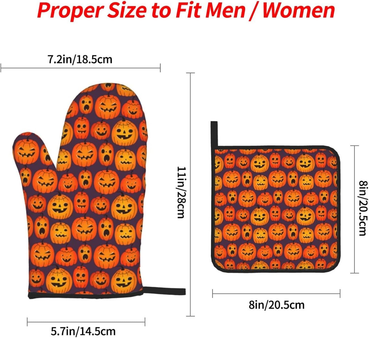 Lukbfall Halloween Funny Pumpkins Oven Mitts 4 Pcs Set