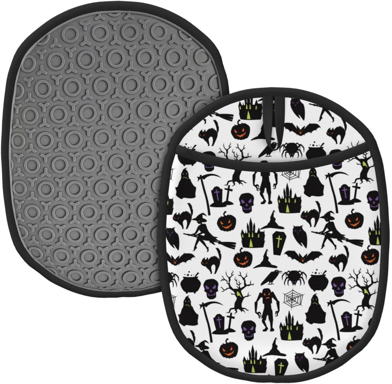 Halloween Pumpkin Black Heat Resistant Oven Mitts