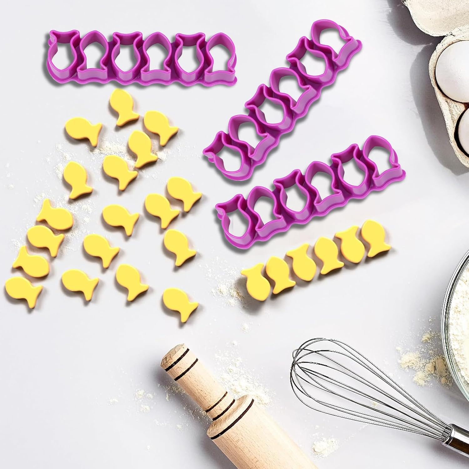 3Pcs Mini Plastic Cookie Cutter - Fish Shape Purple