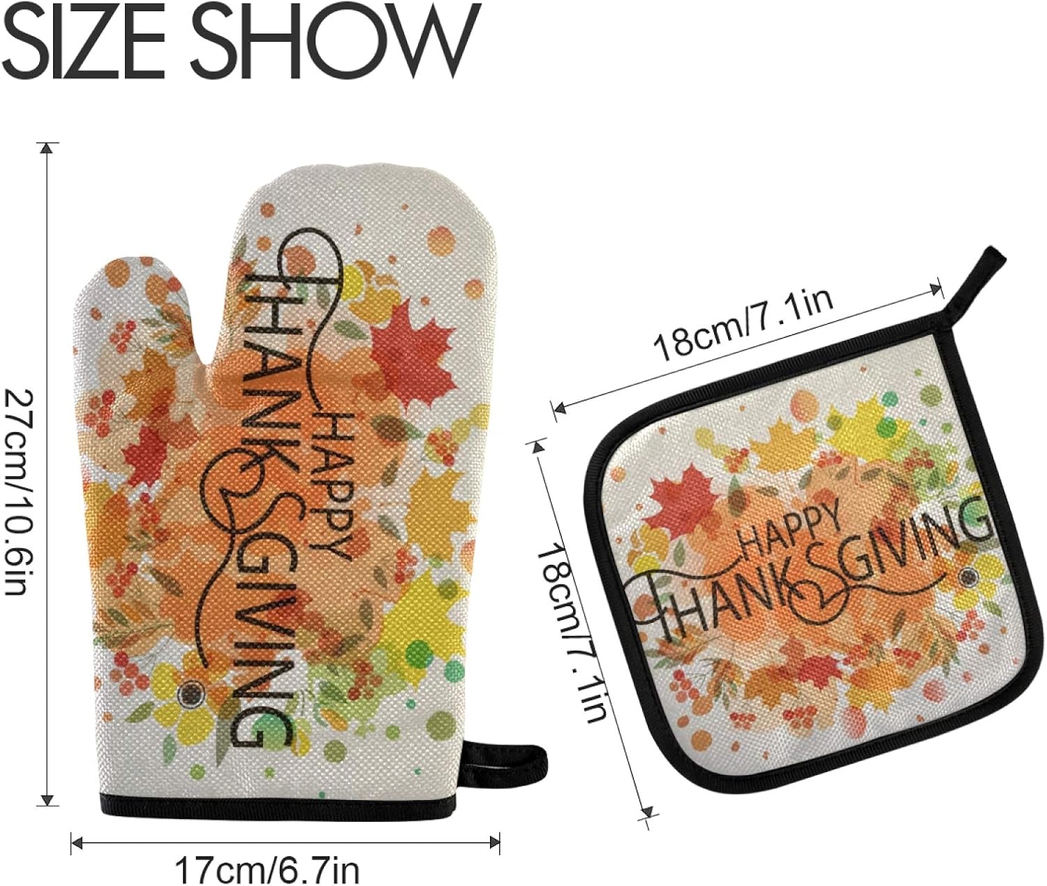 Aflyko Oven Mitt Potholder Set for Thanksgiving