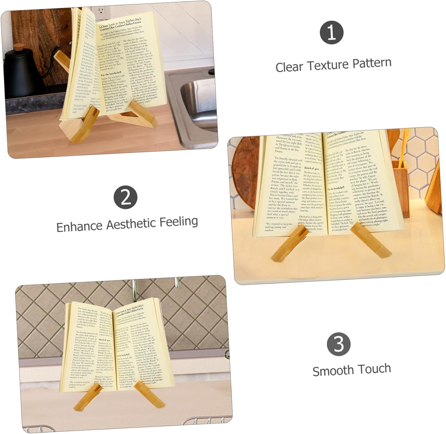 Portable Mini Wooden Recipe Bookstand for Kitchen and Home Use