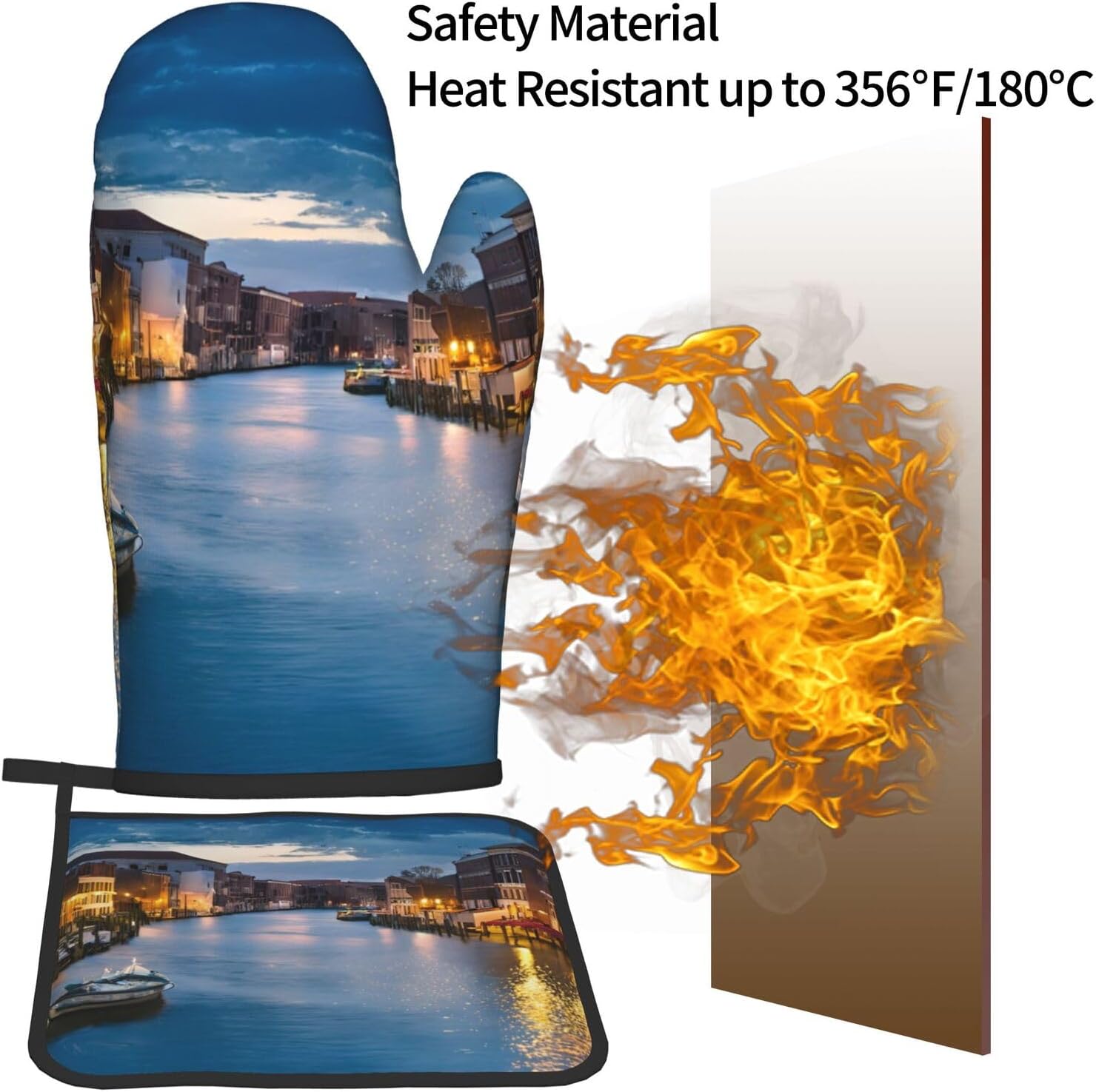 Quopvn Venetian Night Oven Mitts 2pcs Set