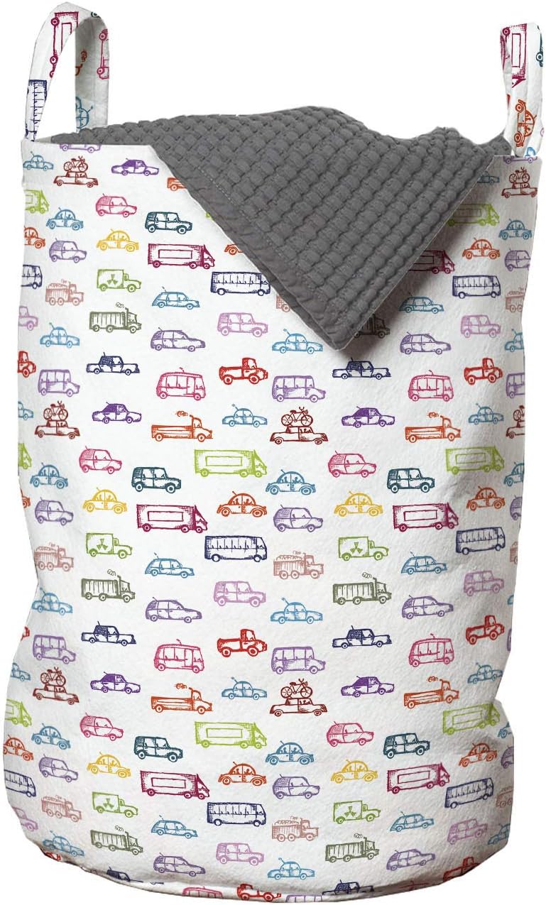 Ambesonne Cars Laundry Bag 13x19 Multicolor Funny Design