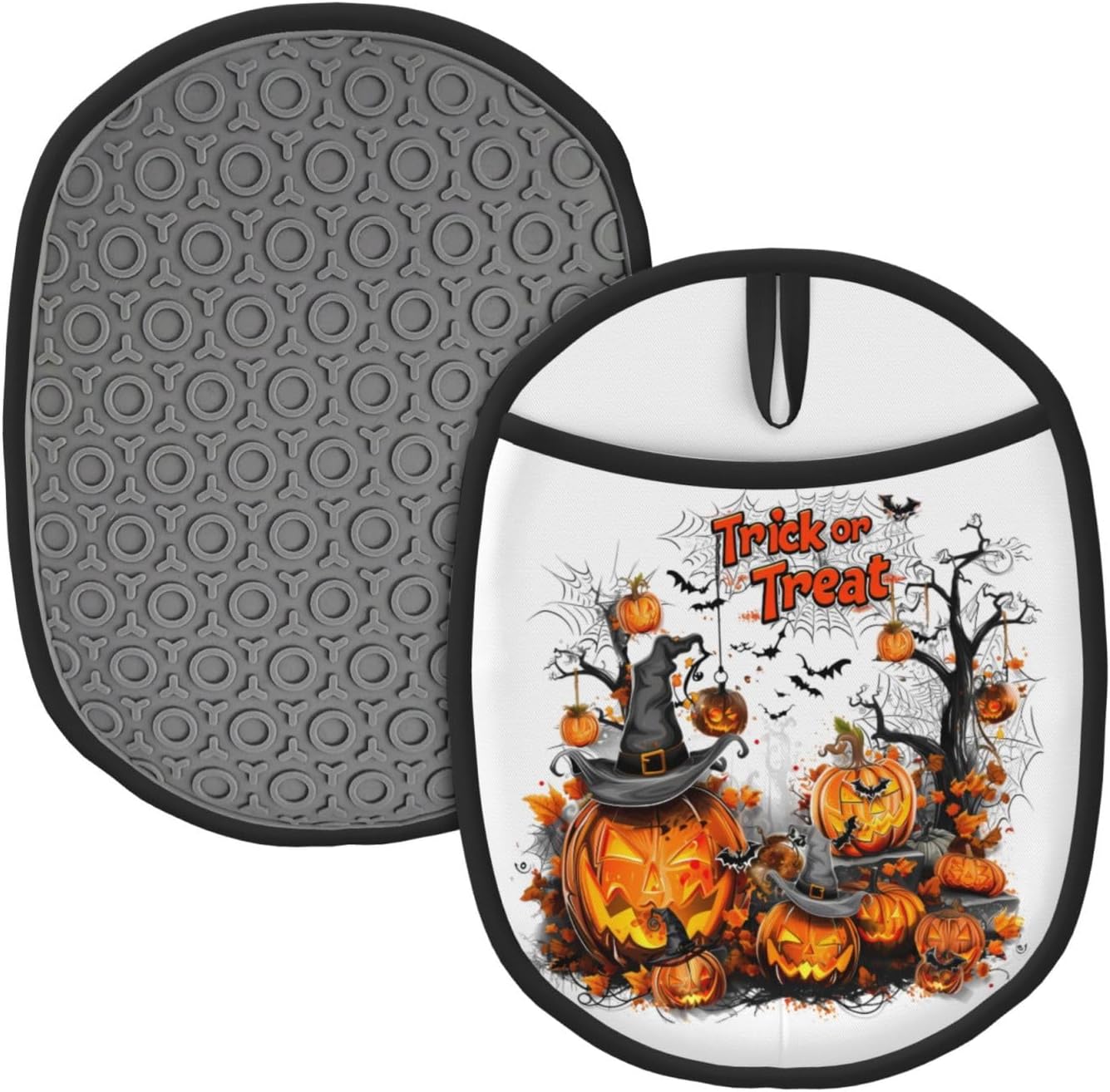 Buewutiry Halloween Silicone Oven Mitts with Pocket and Hanging Loop
