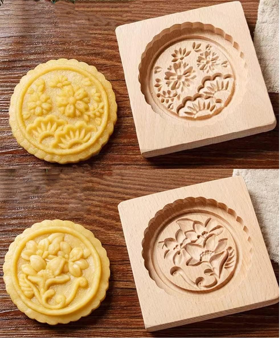SNOOSZ Wooden Cookie Mold Daisy Gardenia Shape 1