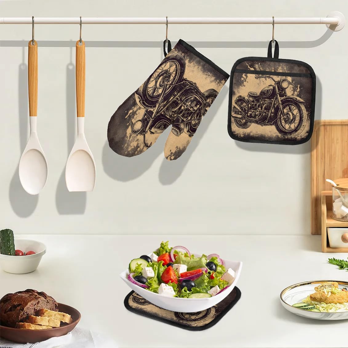 Piolysio 3-Pc Oven Mitts and Pot Holders Set