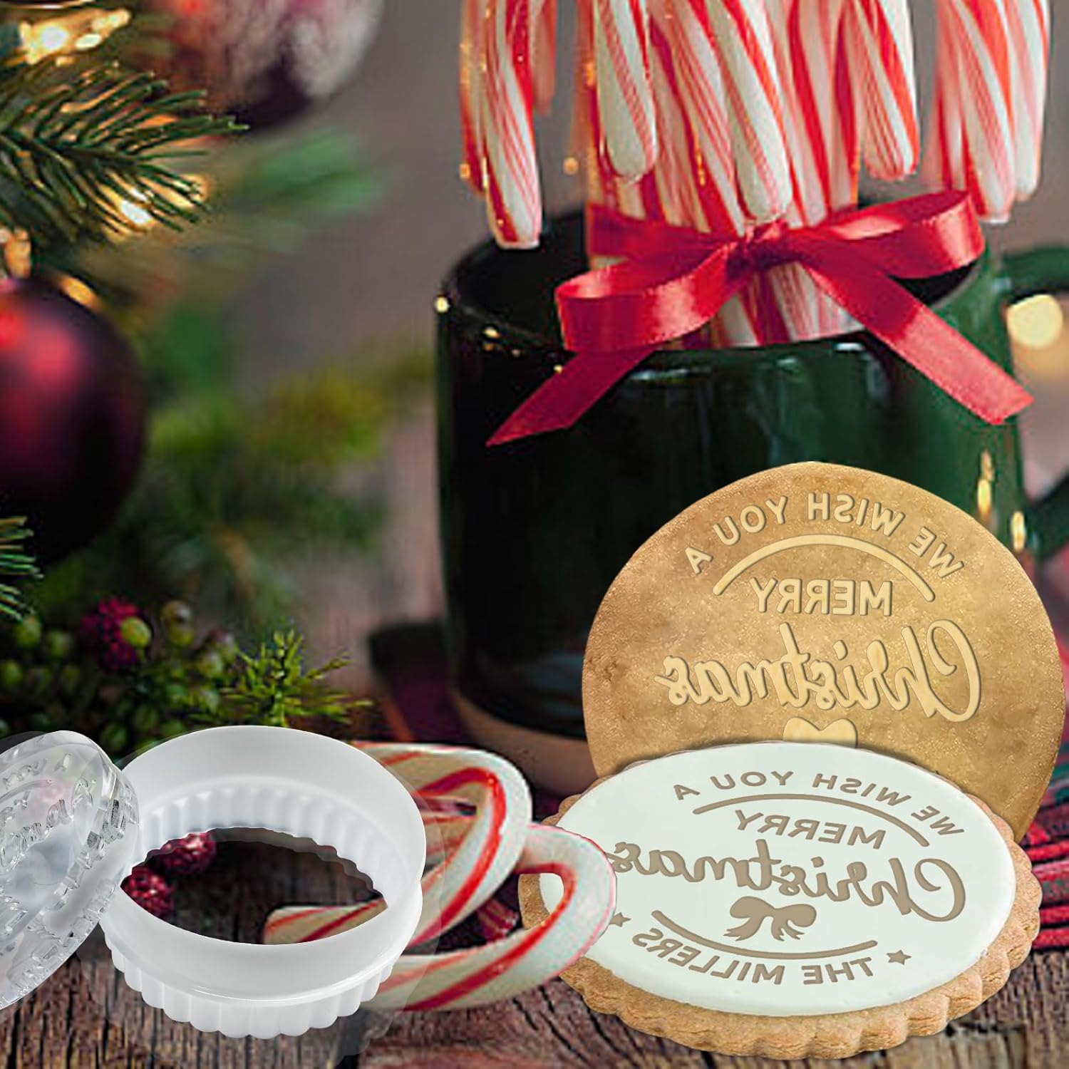Custom Christmas Cookie Stamp with Last Name