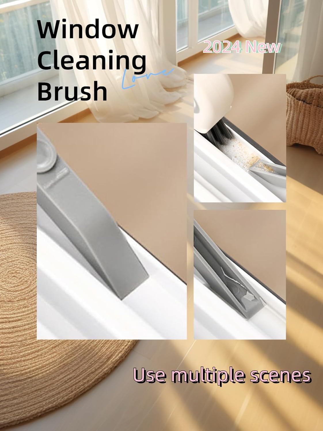 3-In-1 Window Cleaning Brush with Tweezers