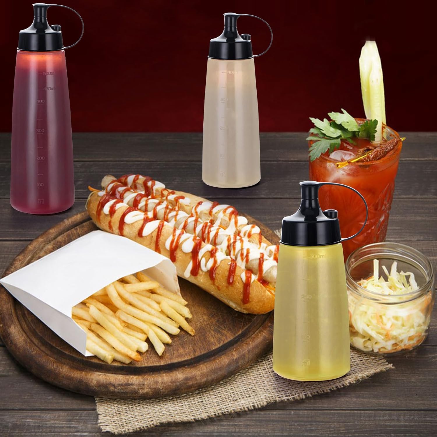 Deesoo 400ml Translucent Condiment Squeeze Bottles 2 Pack 1