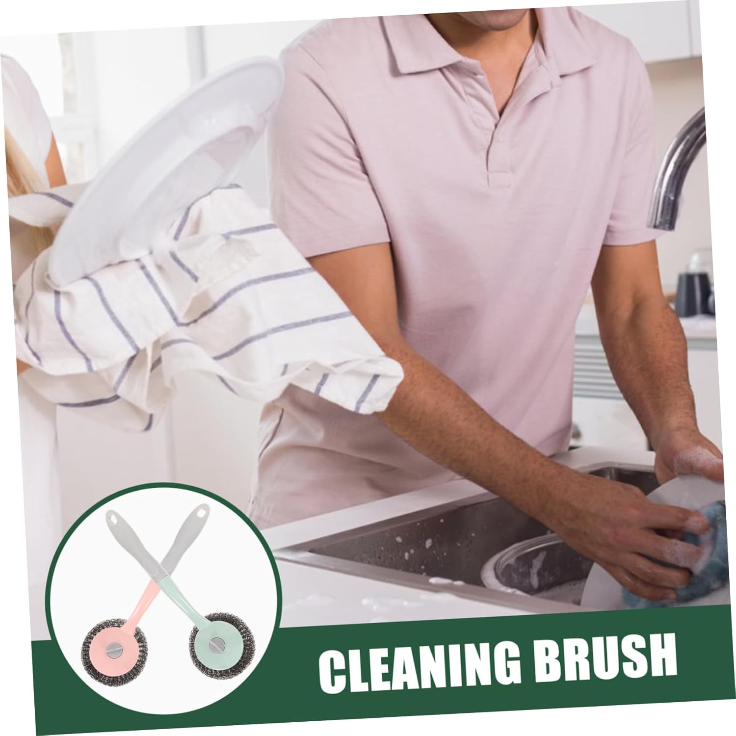 Minkissy 2pcs Pot Pan Brush Kitchen Cleaning Brush Light Grey