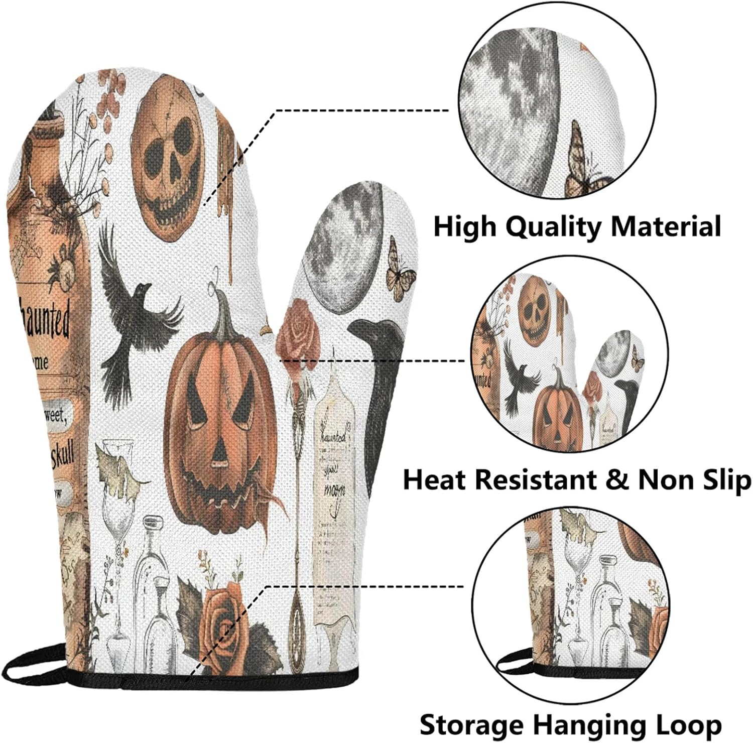 TropicalLife Halloween Oven Mitts and Pot Holders 4Pcs Set 1